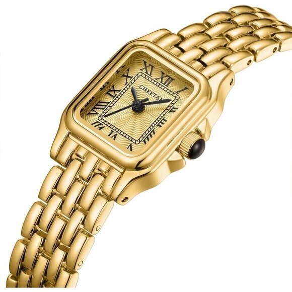 ?Women Gold Small Vintage Bracelet, Rectangular Case Roman Dial Watches main image 6